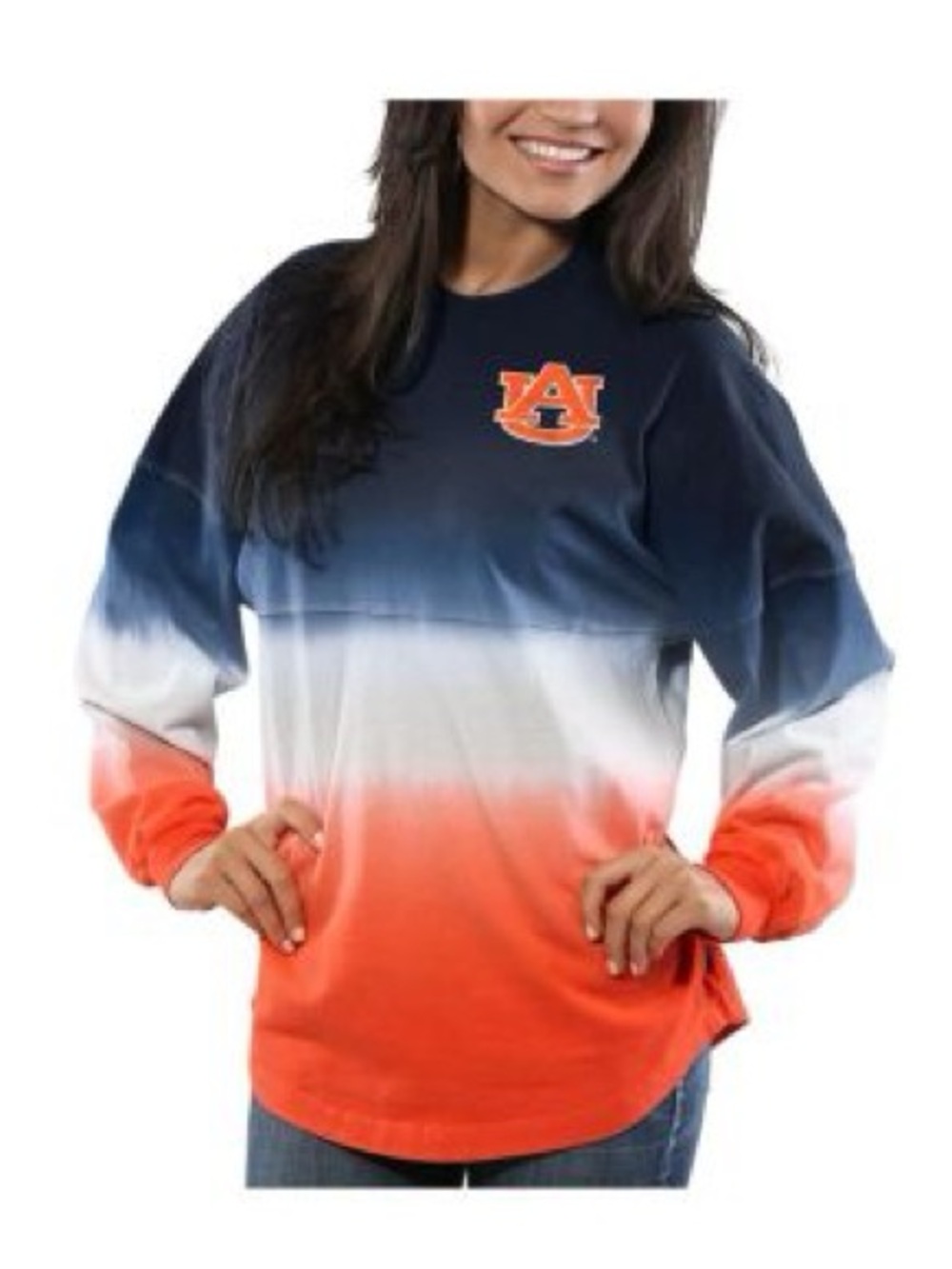 Spirit Jersey NWT Auburn Tigers Navy Ombre Dip-Dyed Oversized Long Sleeve Size S